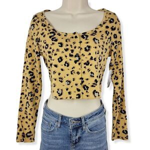 BP Beige Nougat Leopard Print crop top  Small Junior